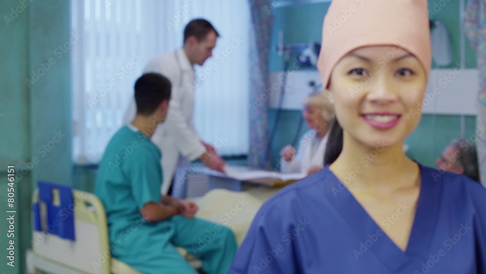 Portrait of smiling medical worker on a hospital ward Portrait of smiling medical worker on a hospital ward