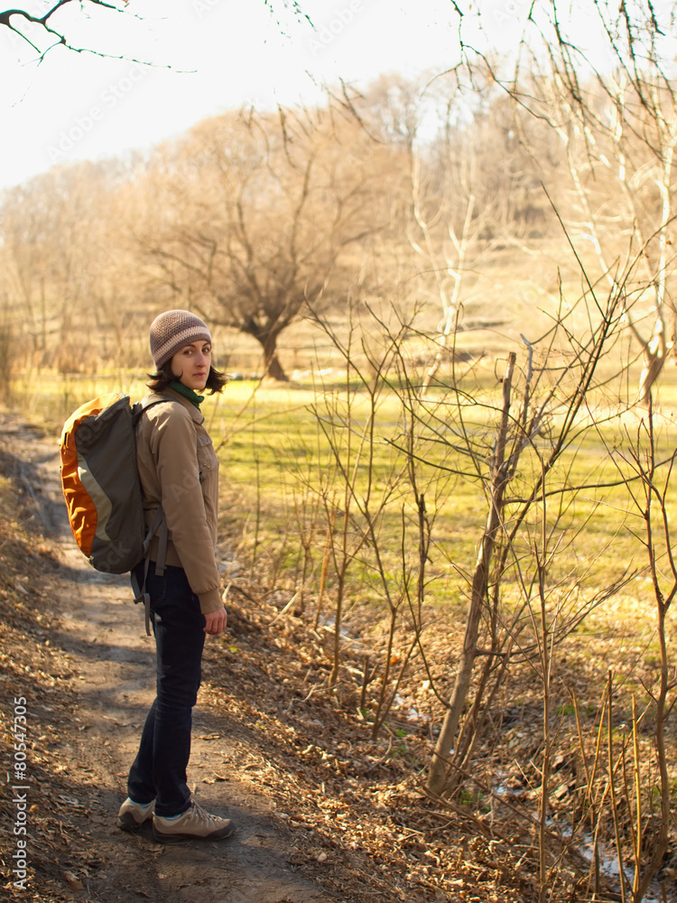 Girl walking in the park.