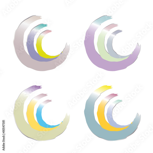 Dreiviertelkreise in Pastellfarben mit Glanz, Logo