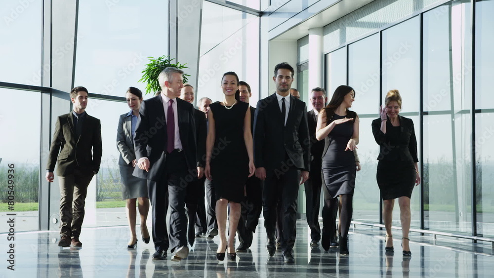 Diverse team of business people in a light and modern office building