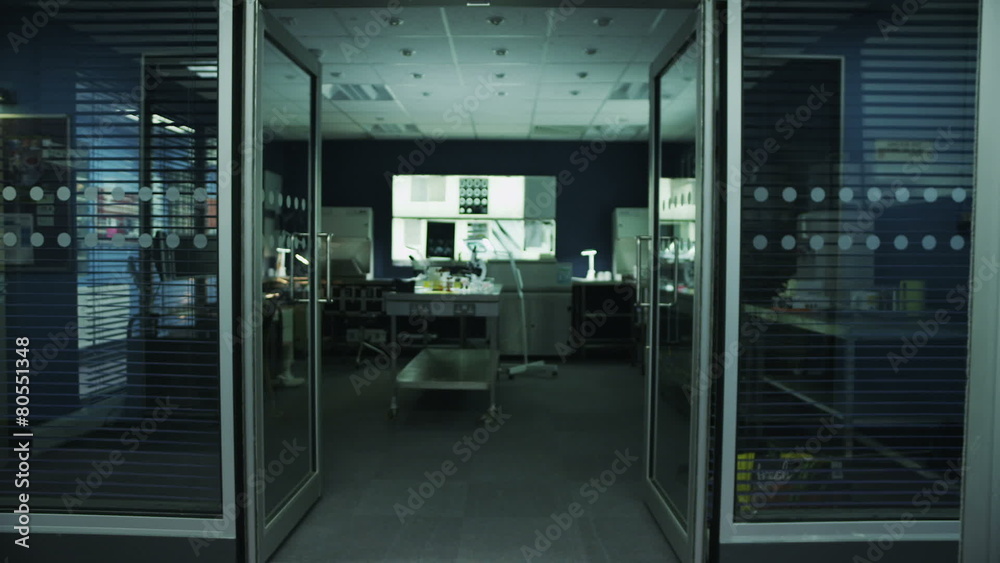 Zoom view of empty medical research laboratory