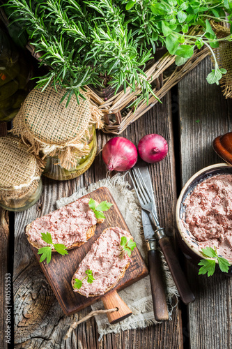 Delicious pate with parsley