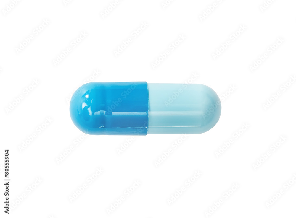 Macro blue medical pill tablet isolated on white Macro blue medical pill tablet isolated on white