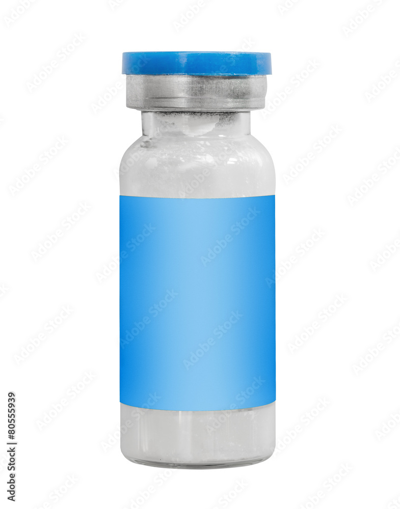 Macro blue medicine injection vials isolated on white Macro blue medicine injection vials isolated on white