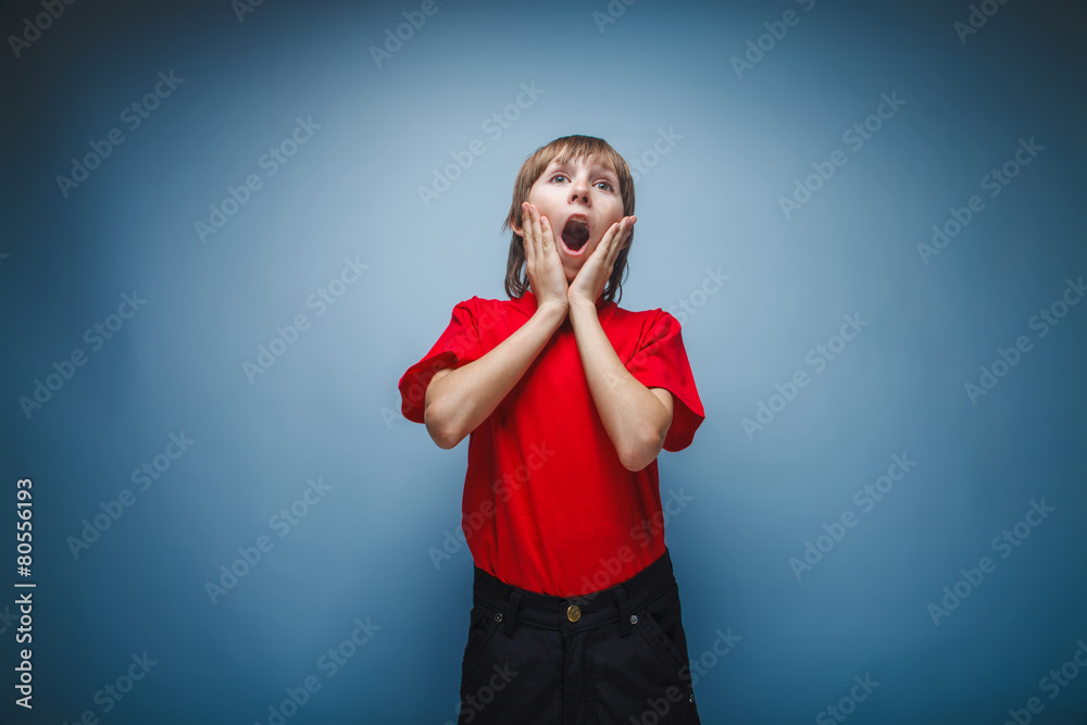 boy teenager European appearance opened his mouth kept shouting boy teenager European appearance opened his mouth kept shouting