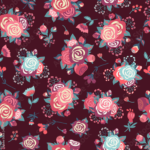 Seamless pattern with roses.