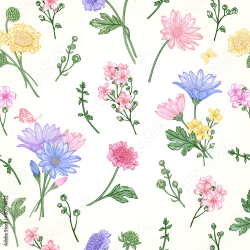 Seamless pattern with flowers.