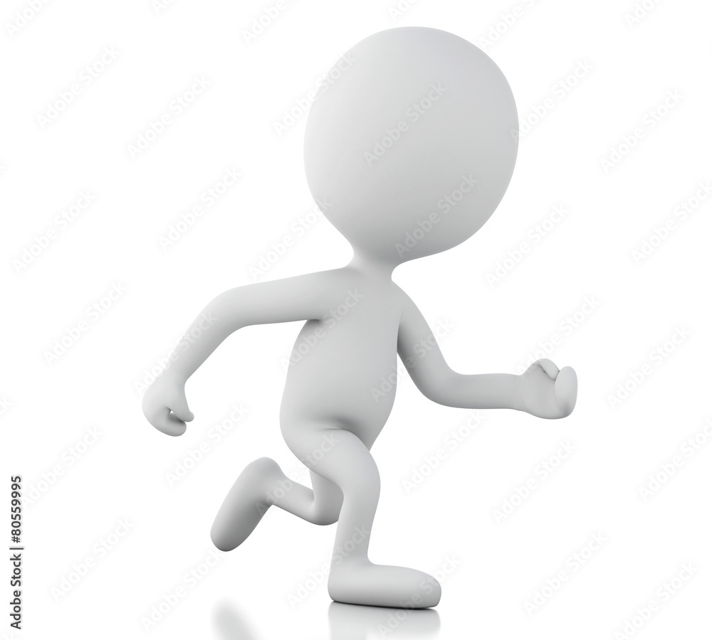 3d white people running. Isolated white background 3d white people running. Isolated white background