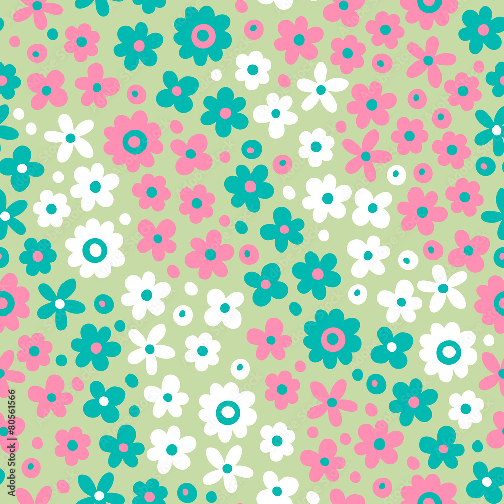 Seamless pattern with cute flowers. Seamless pattern with cute flowers.