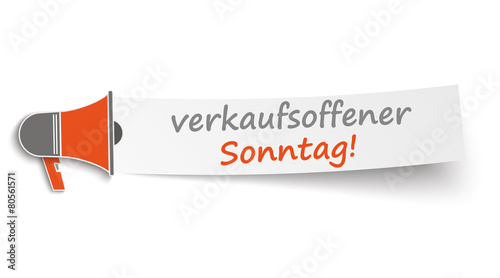 Megaphone Banner Verkaufsoffener Sonntag