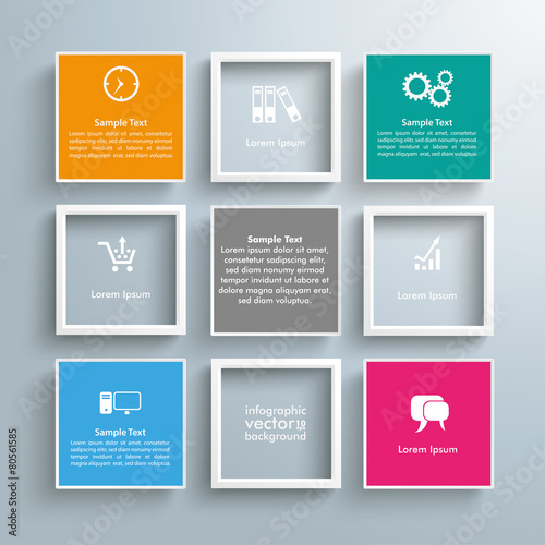 5 Colored Squares 4 Frames Template