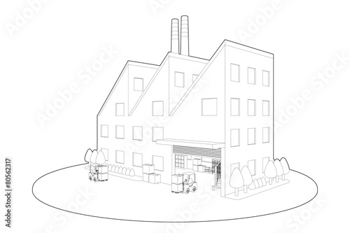 工場の線画