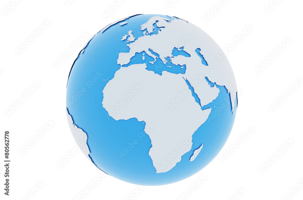 Erde Europa Afrika - hellgrau blau