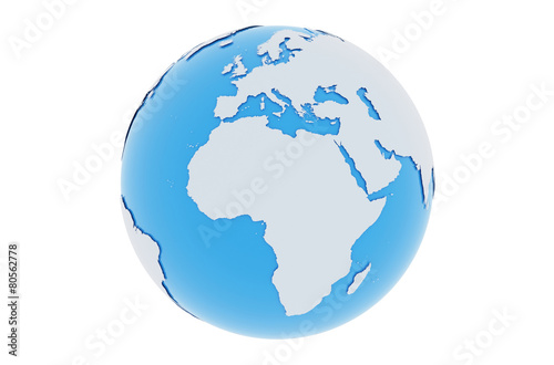 Erde Europa Afrika - hellgrau blau