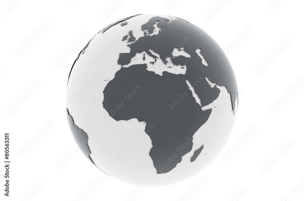 Erde Europa Afrika - dunkelgrau hellgrau