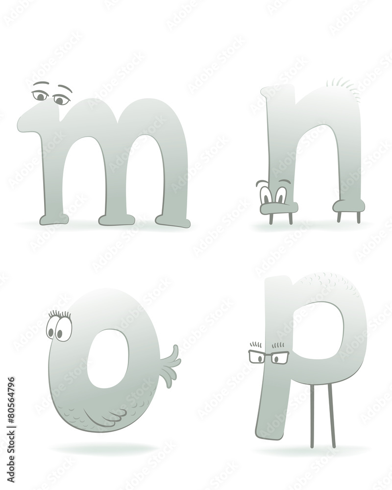Animalphafabet gray, MNOP. Is it a letter or an animal? Animalphafabet gray, MNOP. Is it a letter or an animal?