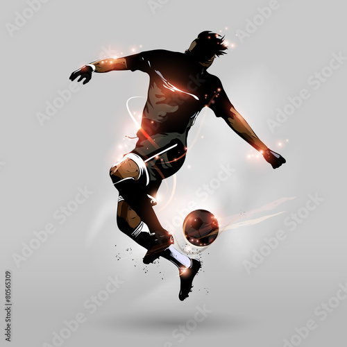 Canvas Print abstract soccer jumping touch ball