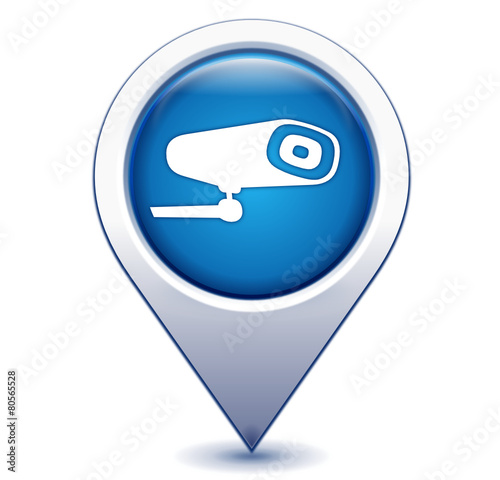 vidéo surveillance sur marqueur géolocalisation bleu