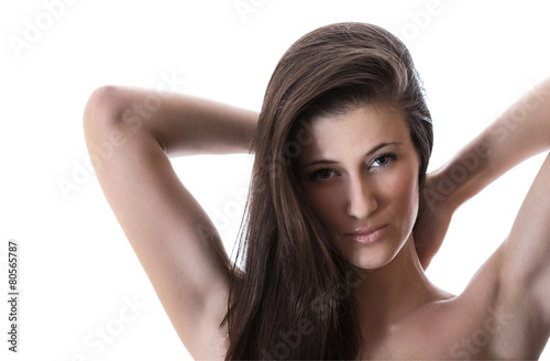 Young attractive woman with natural long hair