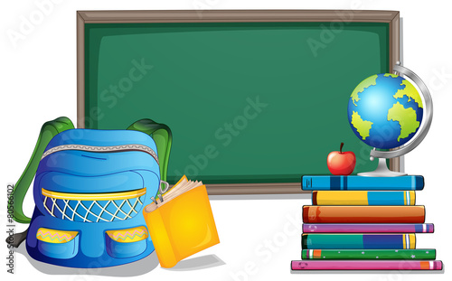 Blackboard and backpack