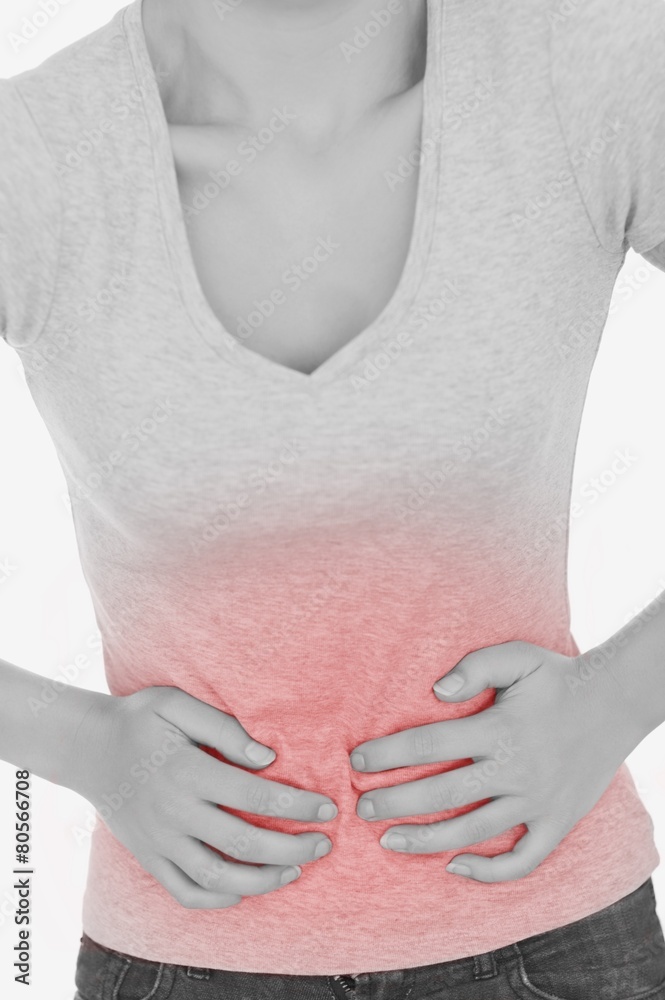 Woman suffering from stomach