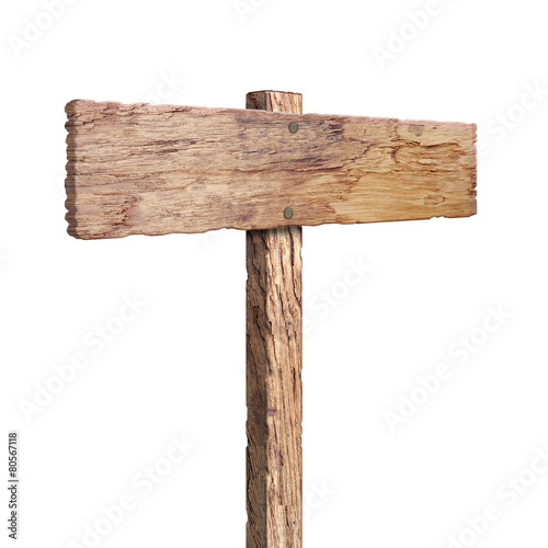 Wooden sign isolated on white