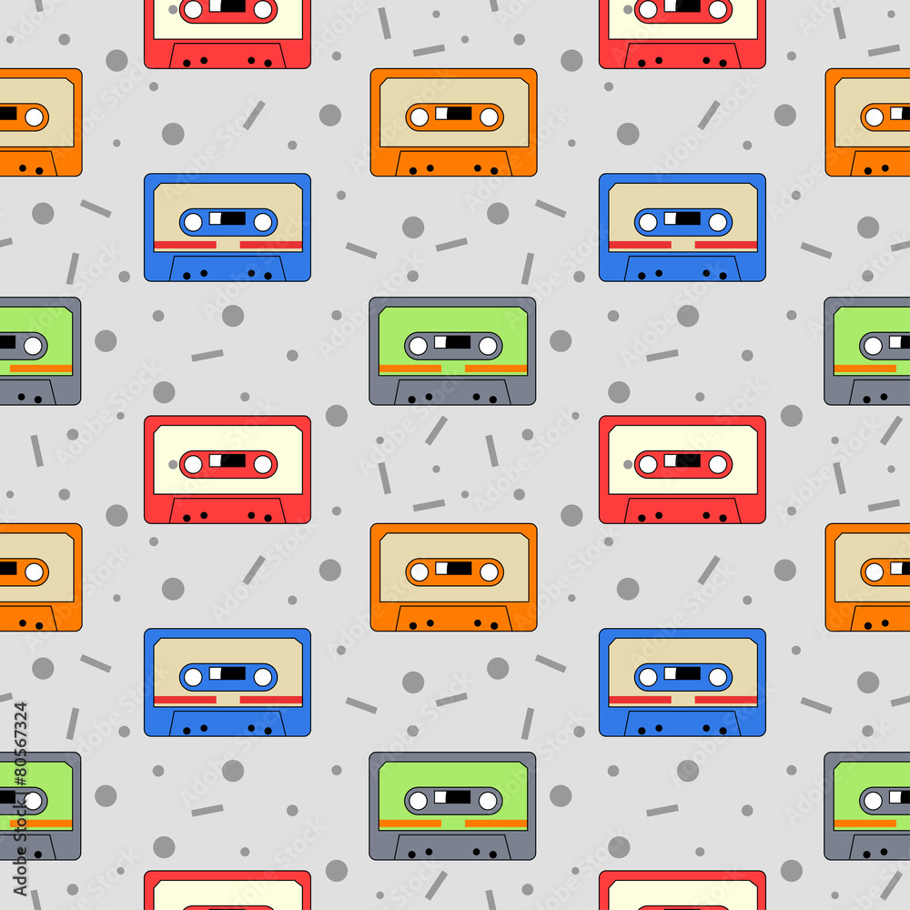 Audio Cassettes seamless pattern Audio Cassettes seamless pattern