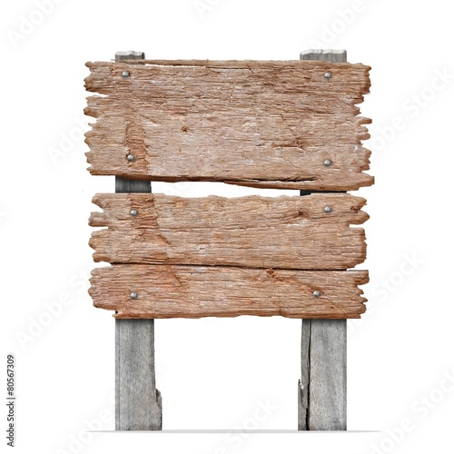 Wooden sign isolated on white