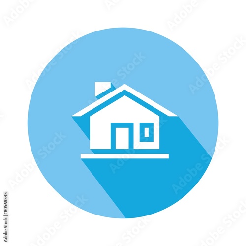 Icono casa puerta azul botón sombra