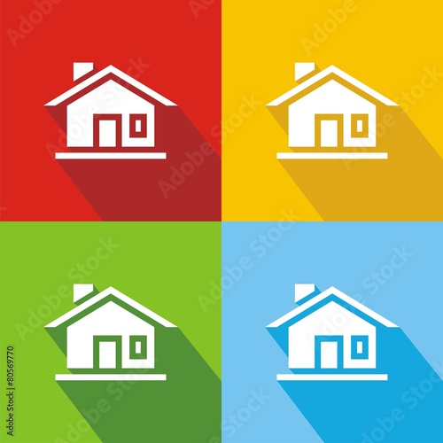 Iconos casa puerta colores sombra