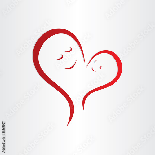 mothers love icon mother and baby heart shape