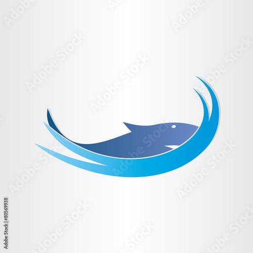 shark in ocean symbol design