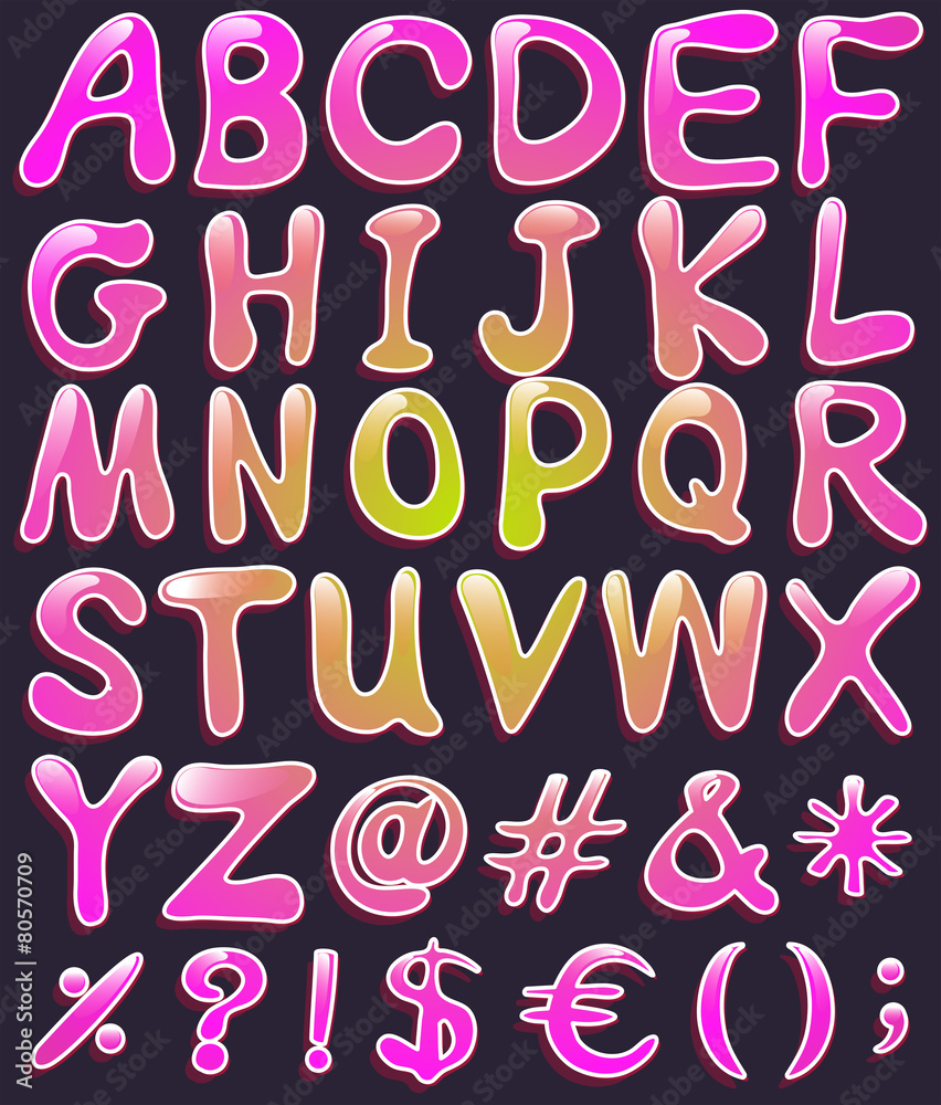 Letters of the alphabet in pink color Letters of the alphabet in pink color