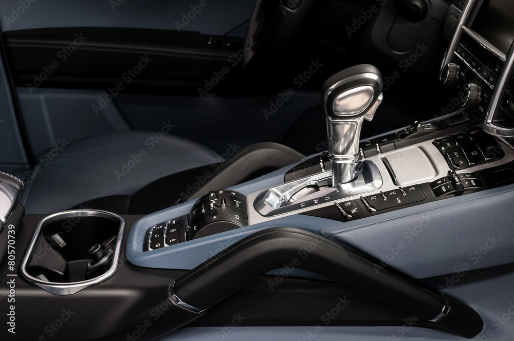 Automatic car transmission. Interior detail.