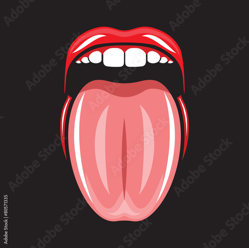 Tongue and lips pop art vector illustration