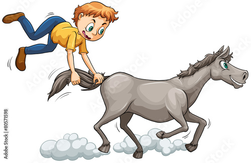 Man chasing the horse