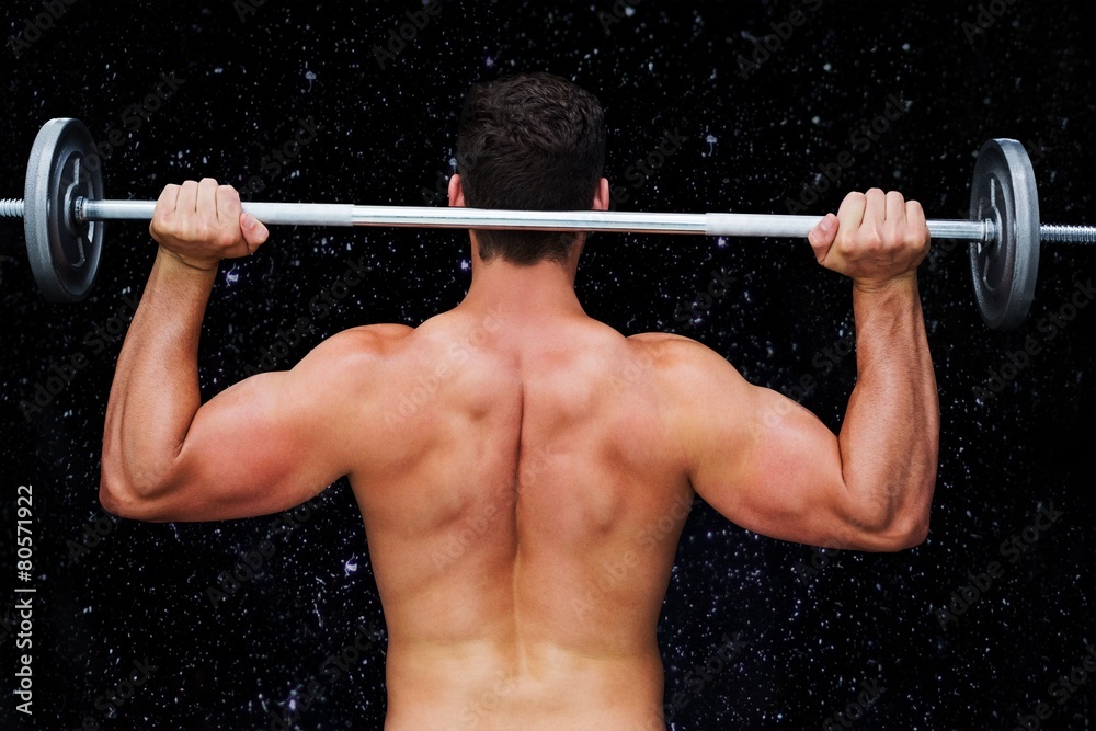 Composite image of bodybuilder lifting barbell Composite image of bodybuilder lifting barbell
