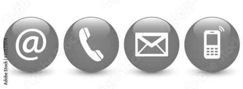 Set of gray glossy ball icons – Contact Us