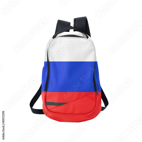 Russia flag backpack isolated on white