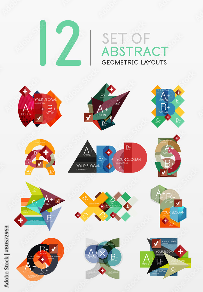 Naklejka premium Set of vector abstract geometric layout