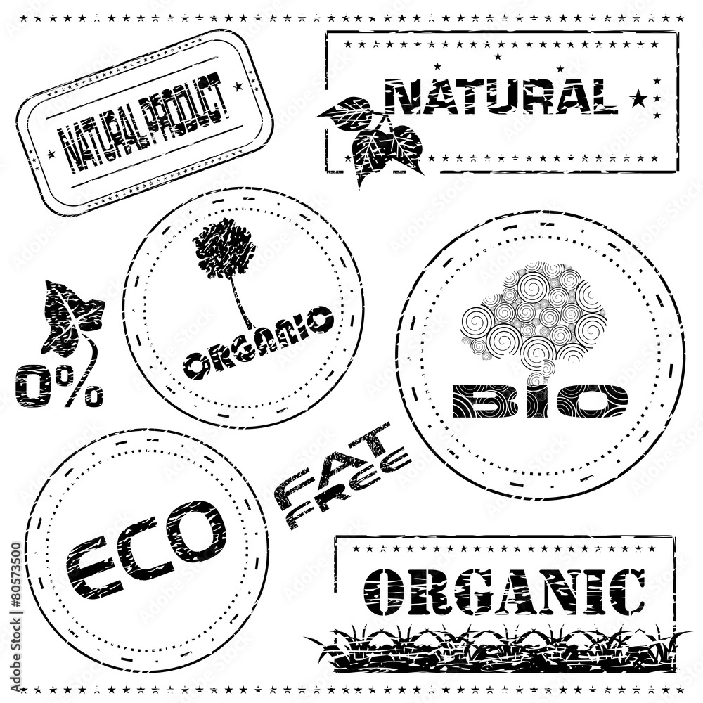 Fototapeta premium Rubber stamp recycling logos ecology conceptual vector illustration set