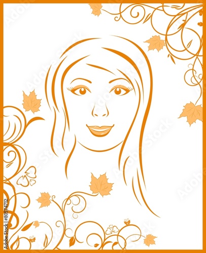 abstract face autumn girl portrait