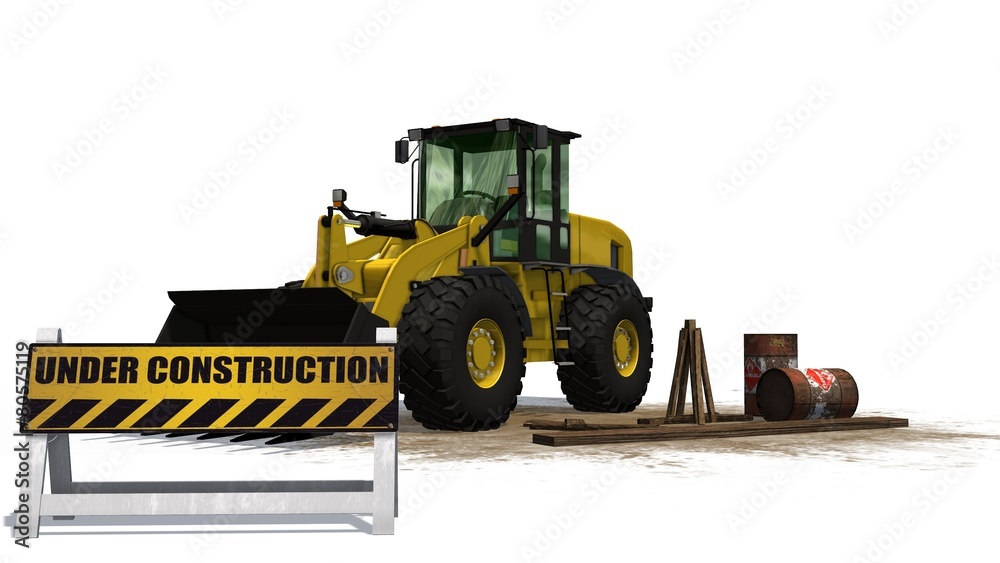 Obraz premium under construction sign bulldozer construction site