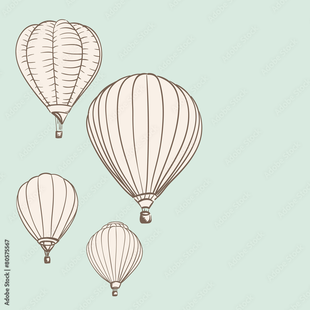 Fototapeta premium hot air balloons background drawing