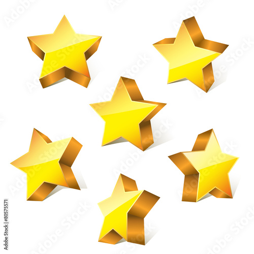 3d golden little bright stars set with variations