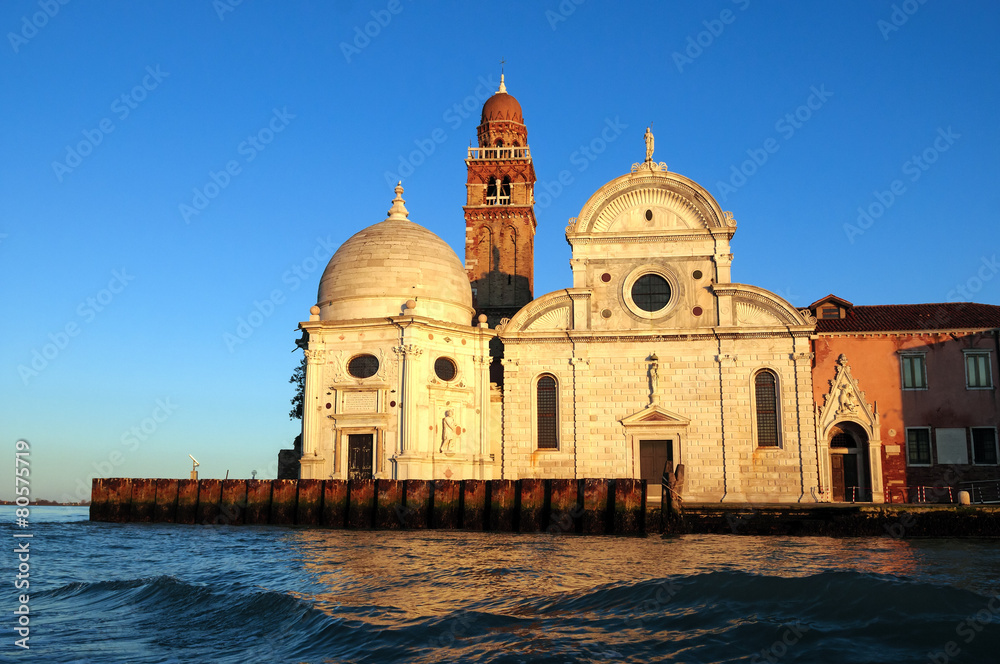 View of cemetery Isola di San Michele - island of Venice Italy