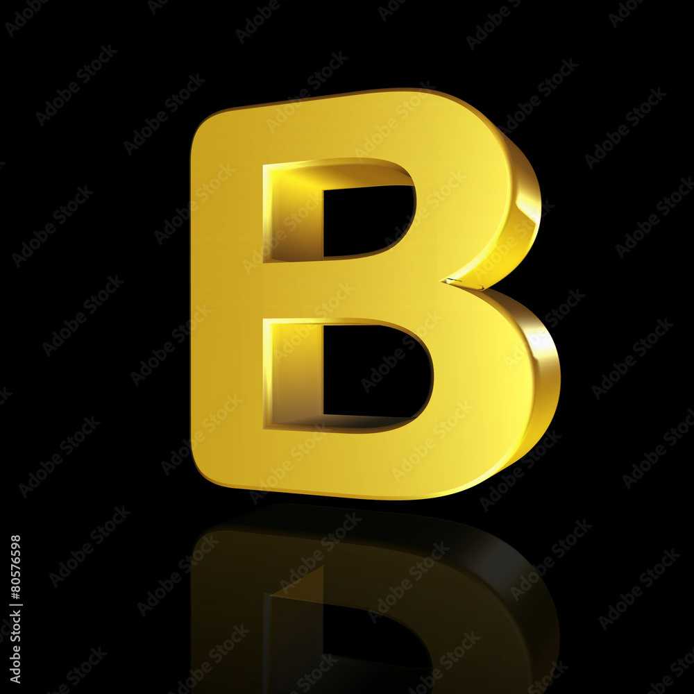 Gold letter B in 3D