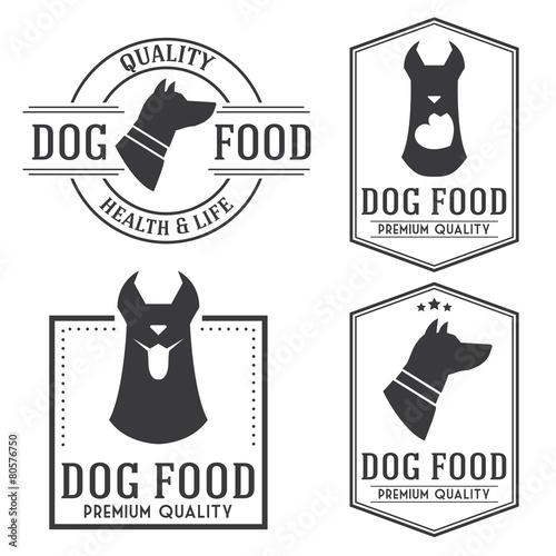 Vintage dog food badges and logotypes set.