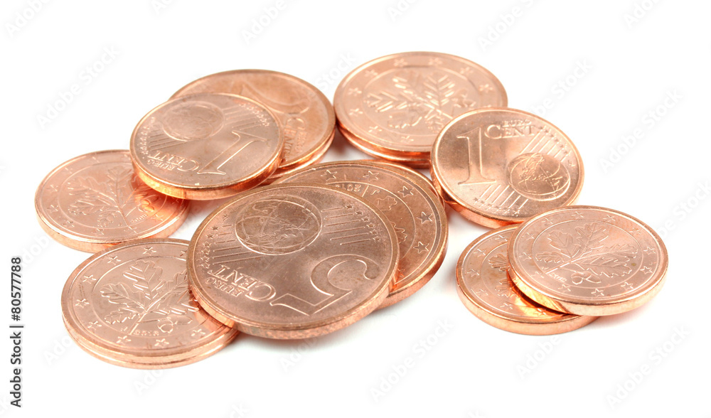 euro coins, isolated on white background euro coins, isolated on white background