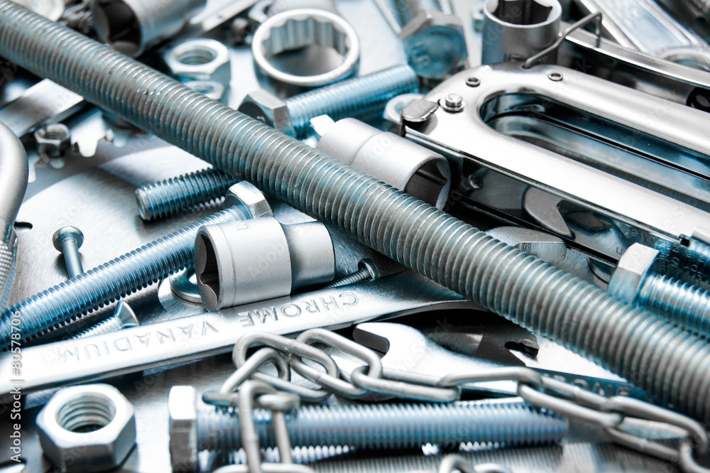 Many tools on the scratched metal background. Many tools on the scratched metal background.